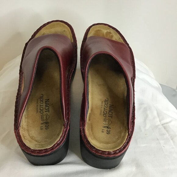 Naot Rome Rumba Leather Slip on Wedge Sandal Bordeaux Size 39 (US 8.5) - Picture 3 of 13